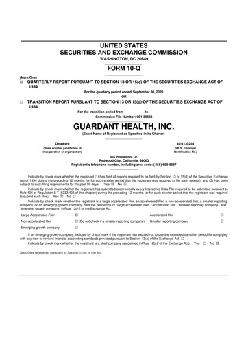 Thumbnail Guardant Health
 10-Q Quarterly Report FY2020 