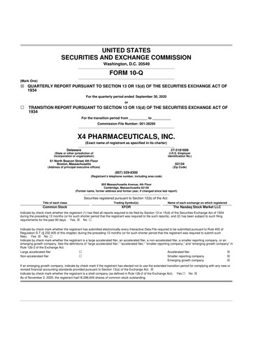 Thumbnail X4 Pharmaceuticals
 10-Q Quarterly Report FY2020 