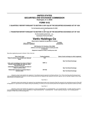 Thumbnail Vertiv Holdings
 10-Q Quarterly Report FY2020 