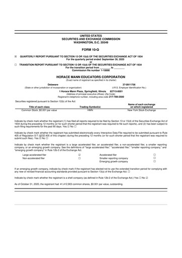 Vorschaubild Horace Mann Educators 10-Q Quartalsbericht 2020 