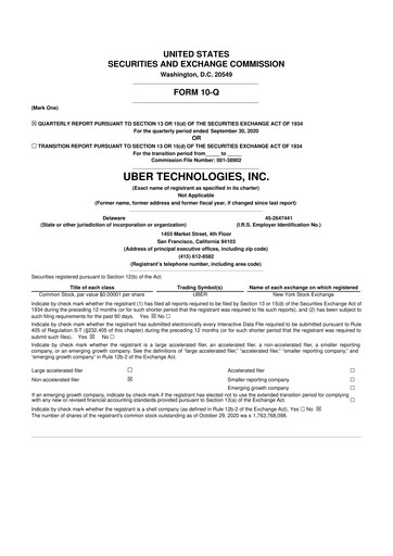 Thumbnail Uber 10-Q Quarterly Report FY2020 