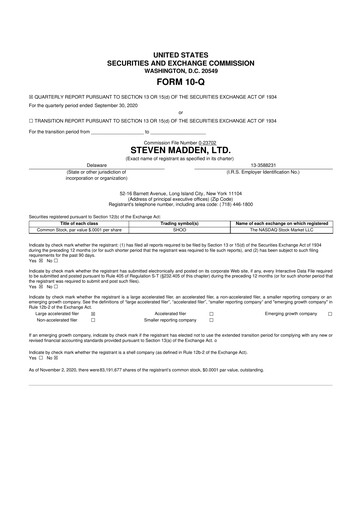 Thumbnail Steve Madden
 10-Q Quarterly Report FY2020 