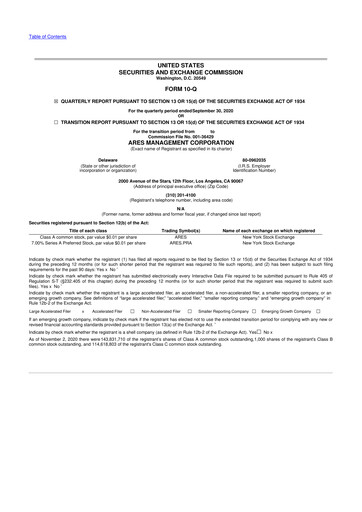 Vorschaubild Ares Management
 10-Q Quartalsbericht 2020 