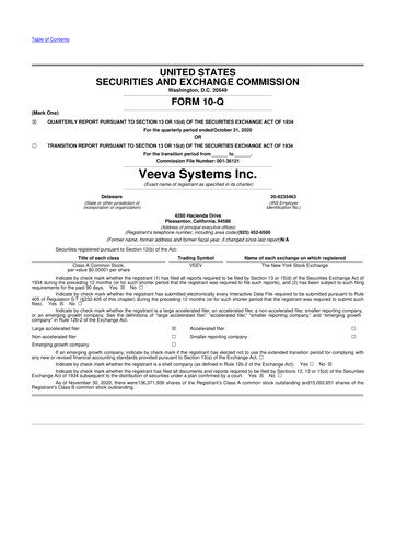 Thumbnail Veeva Systems 10-Q Quarterly Report FY2021 