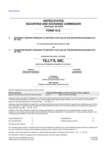 Thumbnail Tillys
 10-Q Quarterly Report FY2020 
