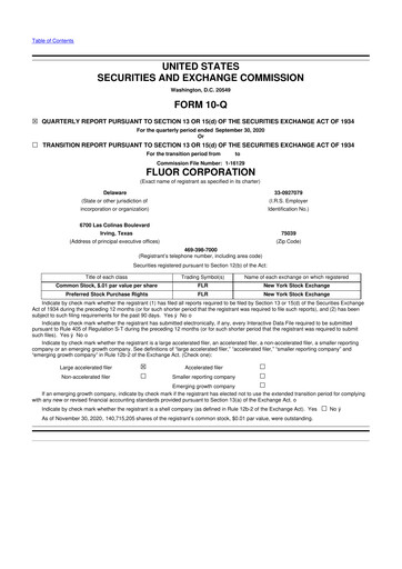 Thumbnail Fluor Corporation
 10-Q Quarterly Report FY2020 