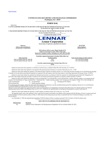 Miniature Lennar 10-K Rapport annuel 2020