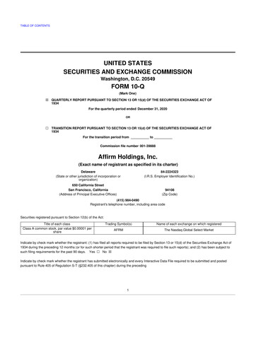 Thumbnail Affirm 10-Q Quarterly Report FY2021 