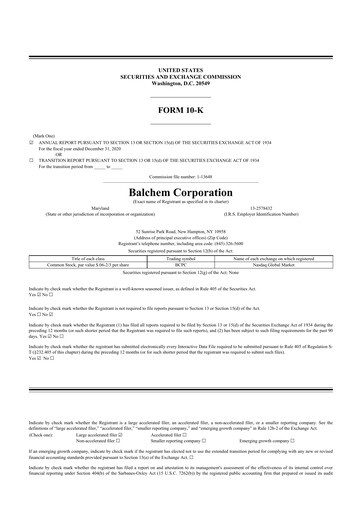 Thumbnail Balchem 10-K Annual Report 2020