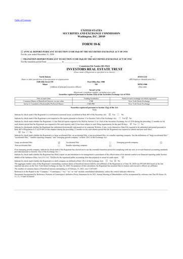 Thumbnail Centerspace 10-K Annual Report 2020