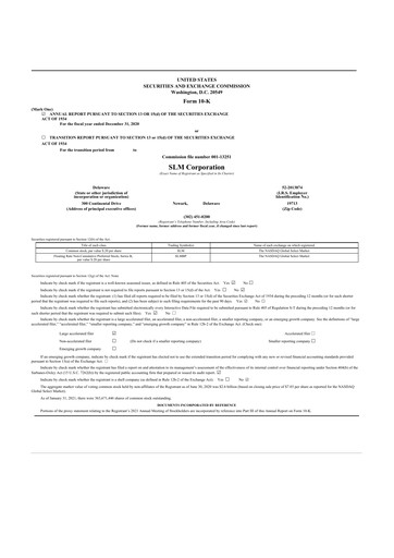 Miniature SLM Corporation (Sallie Mae) 10-K Rapport annuel 2020
