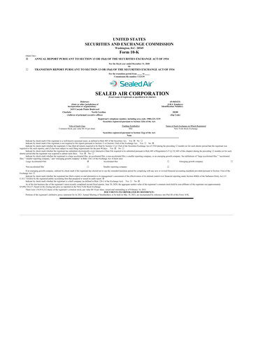 Thumbnail Sealed Air
 10-K Annual Report 2020