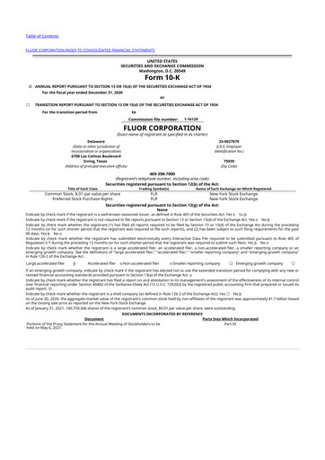 Thumbnail Fluor Corporation
 10-K Annual Report 2020