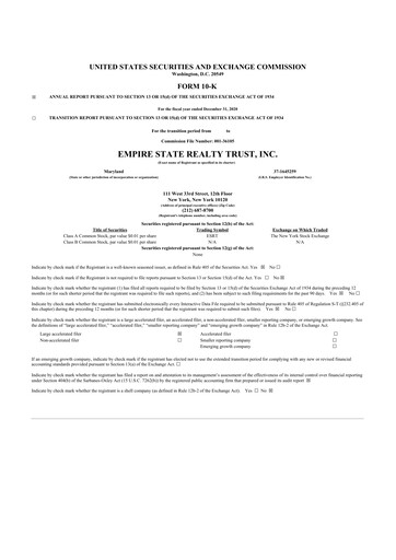 Thumbnail Empire State Realty Trust
 10-K Annual Report 2020