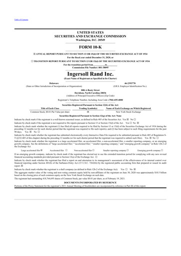 Thumbnail Ingersoll Rand 10-K Annual Report 2020