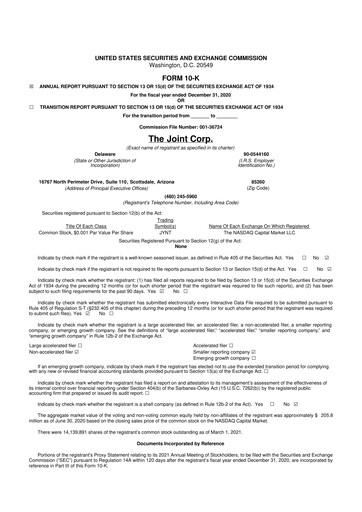 Miniature The Joint Corp. 10-K Rapport annuel 2020