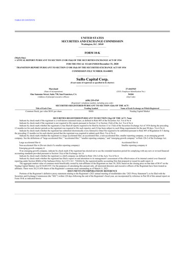 Miniature SuRo Capital 10-K Rapport annuel 