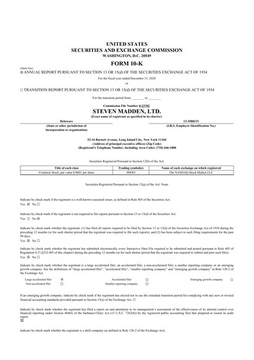 Thumbnail Steve Madden
 10-K Annual Report 2020