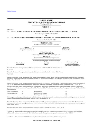 Miniature Ocugen 10-K Rapport annuel 2020