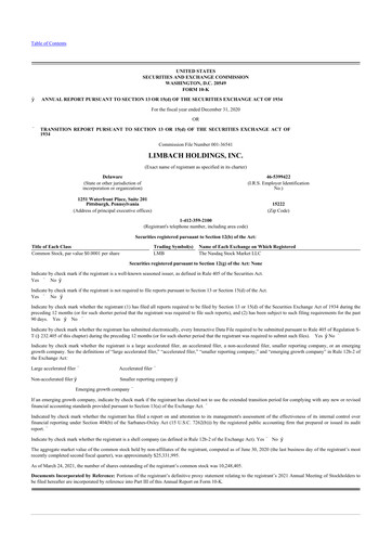 Thumbnail Limbach Holdings 10-K Annual Report 2020