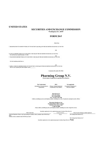 Thumbnail Pharming Group 20-F Annual Report 2020