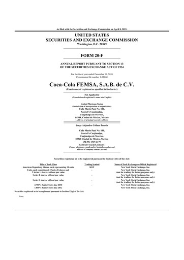 Thumbnail Coca-Cola FEMSA 20-F Annual Report 2020