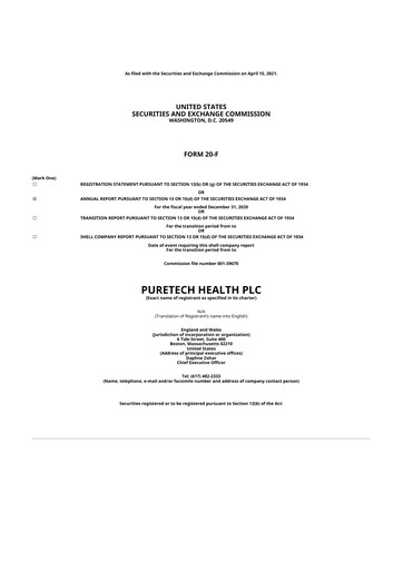 Thumbnail PureTech Health 20-F Annual Report 2020