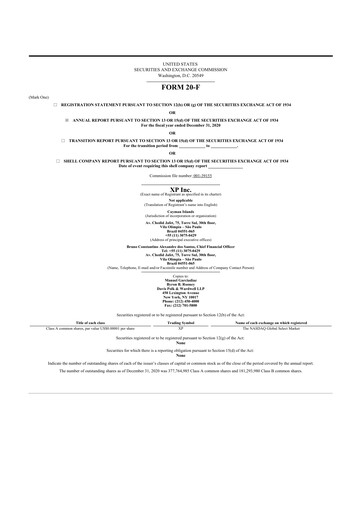 Thumbnail XP Inc. 20-F Annual Report 2020