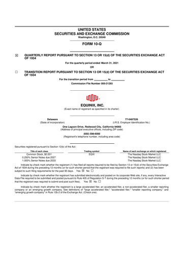 Thumbnail Equinix 10-Q Quarterly Report FY2021 