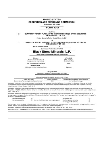 Thumbnail Black Stone Minerals
 10-Q Quarterly Report FY2021 