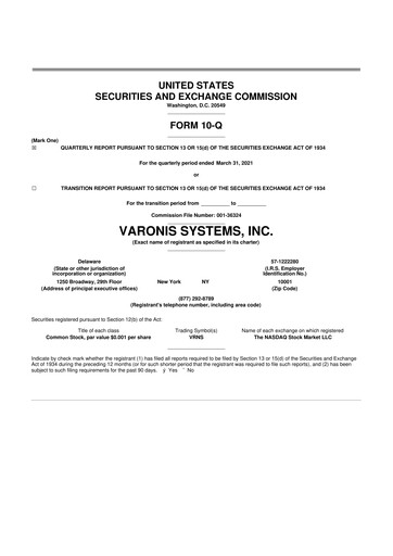 Vorschaubild Varonis Systems 10-Q Quartalsbericht 2021 