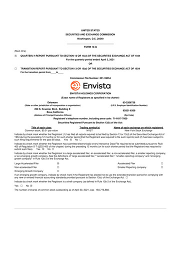 Thumbnail Envista

 10-Q Quarterly Report FY2021 