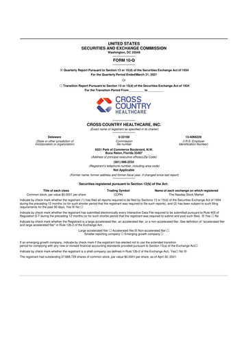 Vorschaubild Cross Country Healthcare 10-Q Quartalsbericht 2021 