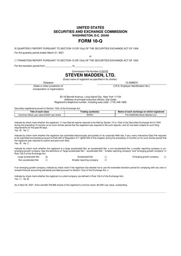 Thumbnail Steve Madden
 10-Q Quarterly Report FY2021 