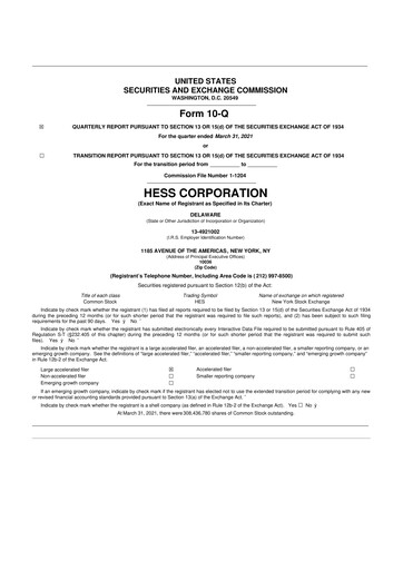 Vorschaubild Hess 10-Q Quartalsbericht 2021 