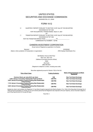 Thumbnail Chimera Investment Corporation 10-Q Quarterly Report FY2021 