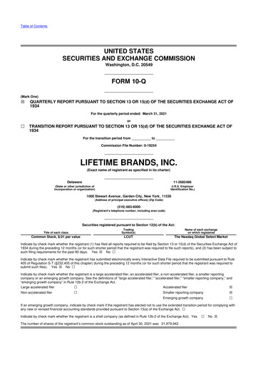 Miniature Lifetime Brands 10-Q Rapport trimestriel 2021 