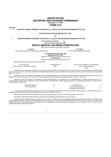 Thumbnail Select Medical Holdings 10-Q Quarterly Report FY2021 