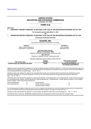 Thumbnail Ocugen 10-Q Quarterly Report FY2021 