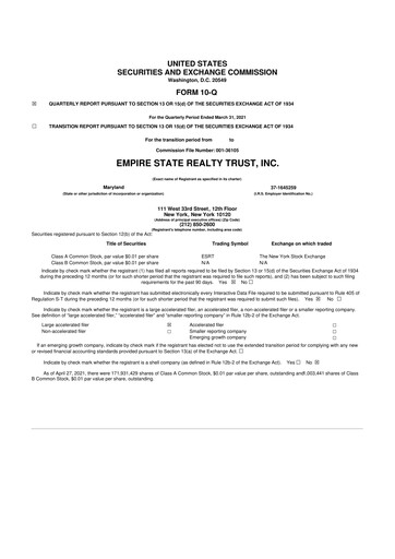 Thumbnail Empire State Realty Trust
 10-Q Quarterly Report FY2021 