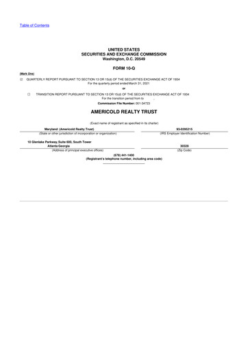 Thumbnail Americold 10-Q Quarterly Report FY2021 