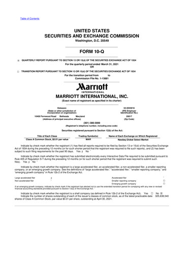 Vorschaubild Marriott International 10-Q Quartalsbericht 2021 