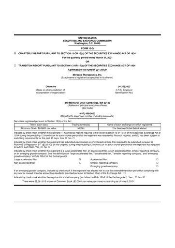 Thumbnail Mersana Therapeutics 10-Q Quarterly Report FY2021 