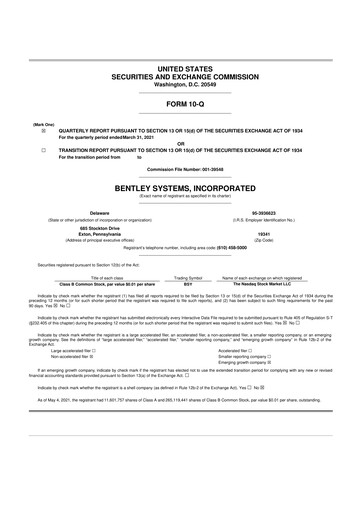 Vorschaubild Bentley Systems
 10-Q Quartalsbericht 2020 