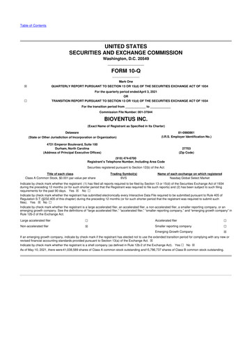 Miniature Bioventus 10-Q Rapport trimestriel 2021 