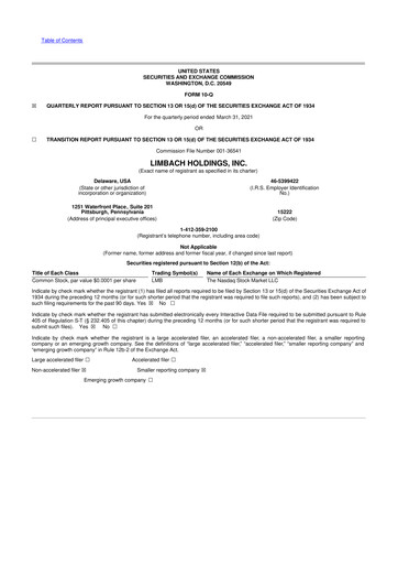 Vorschaubild Limbach Holdings 10-Q Quartalsbericht 2021 