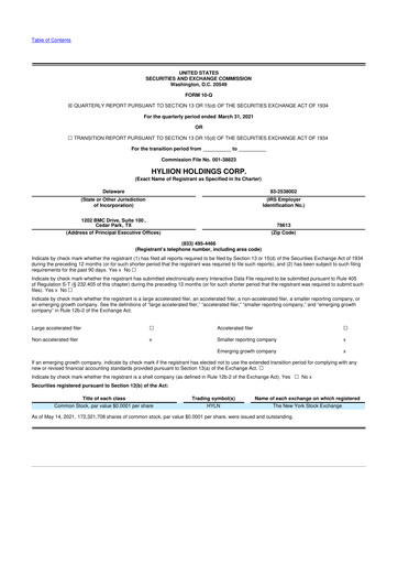 Thumbnail Hyliion 10-Q Quarterly Report FY2021 