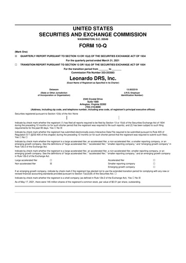 Miniature Leonardo DRS 10-Q Rapport trimestriel  