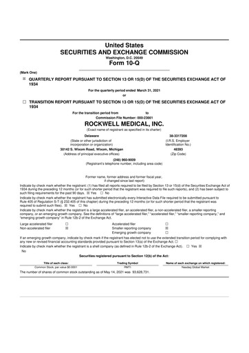 Vorschaubild Rockwell Medical
 10-Q Quartalsbericht  