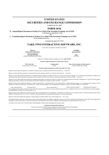 Thumbnail Take-Two Interactive
 10-K Annual Report 2021